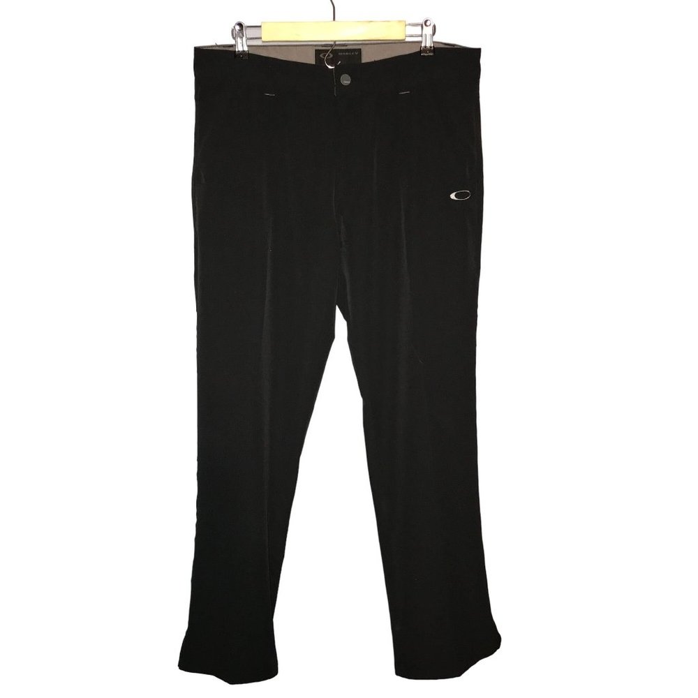 Oakley golf pants mens size 34 x 32 black flat front straight leg performance